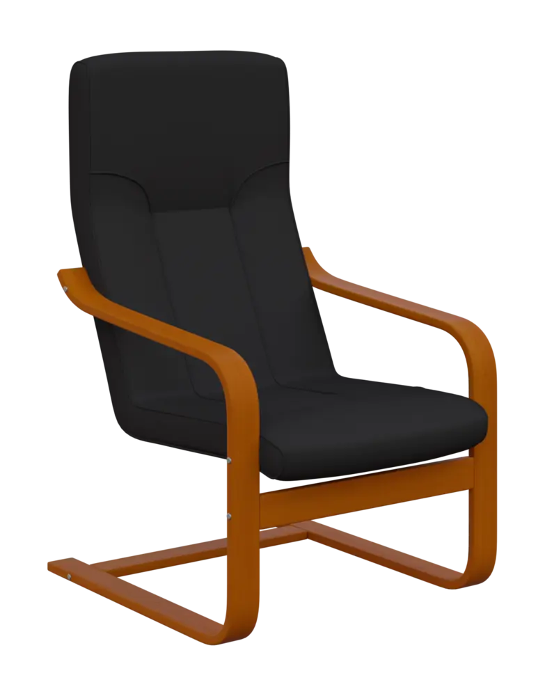 BO - 1 křeslo, dřevěná kostra, moření třešeň, látka BORA 74, tm. hnědý melír